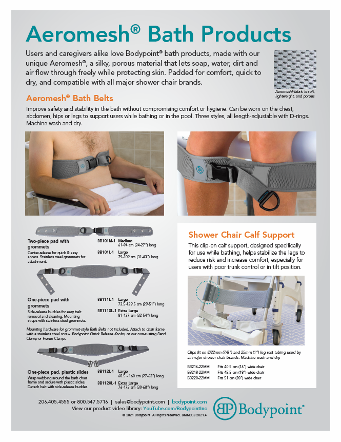 Bodypoint Rapid-Dry Bath Belts for Wheelchair Users