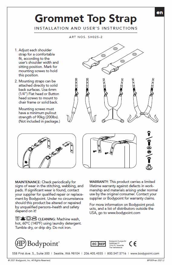 Grommet Strap Product Instructions