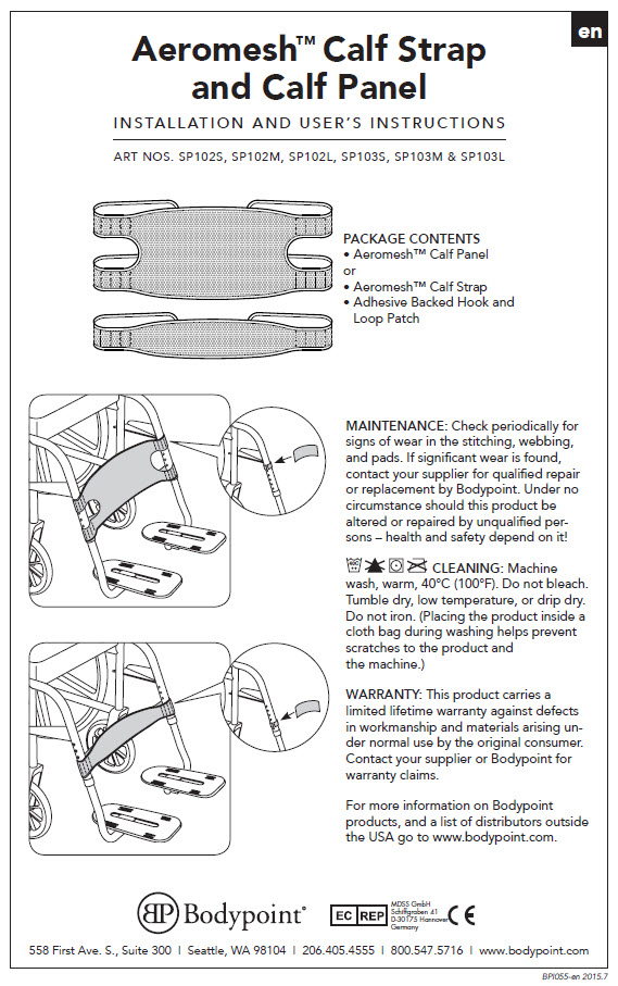 Aeromesh Calf Strap & Calf Panel Product Instruction